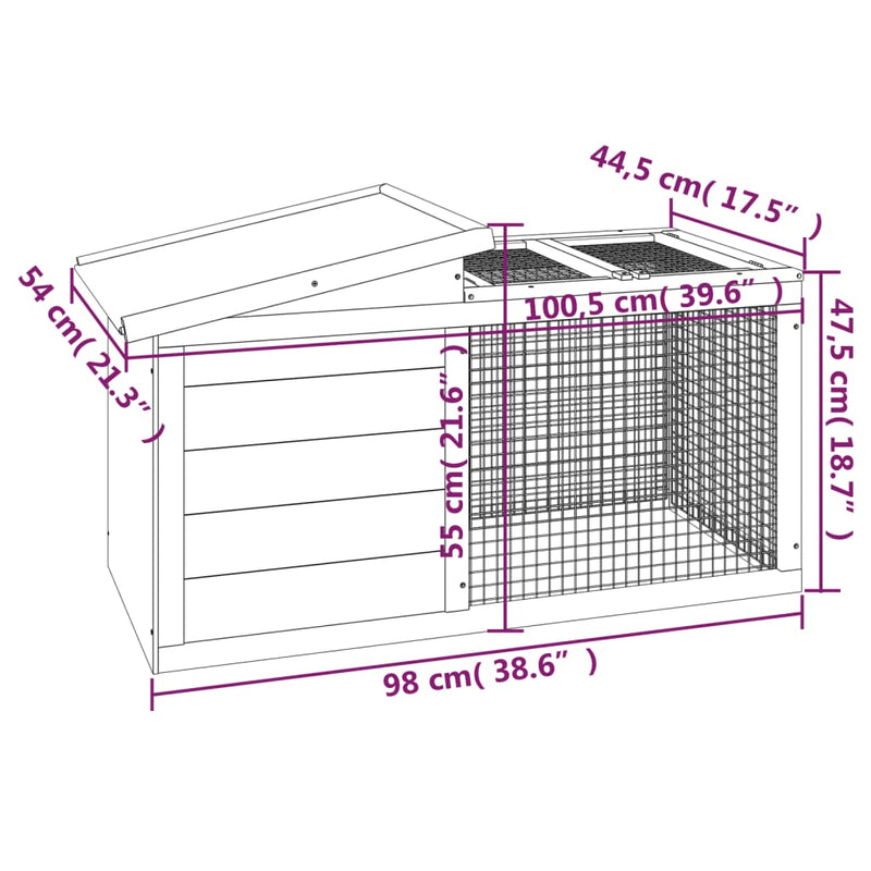 Rabbit Hutch Brown 100.5x54x55 cm Solid Wood Pine