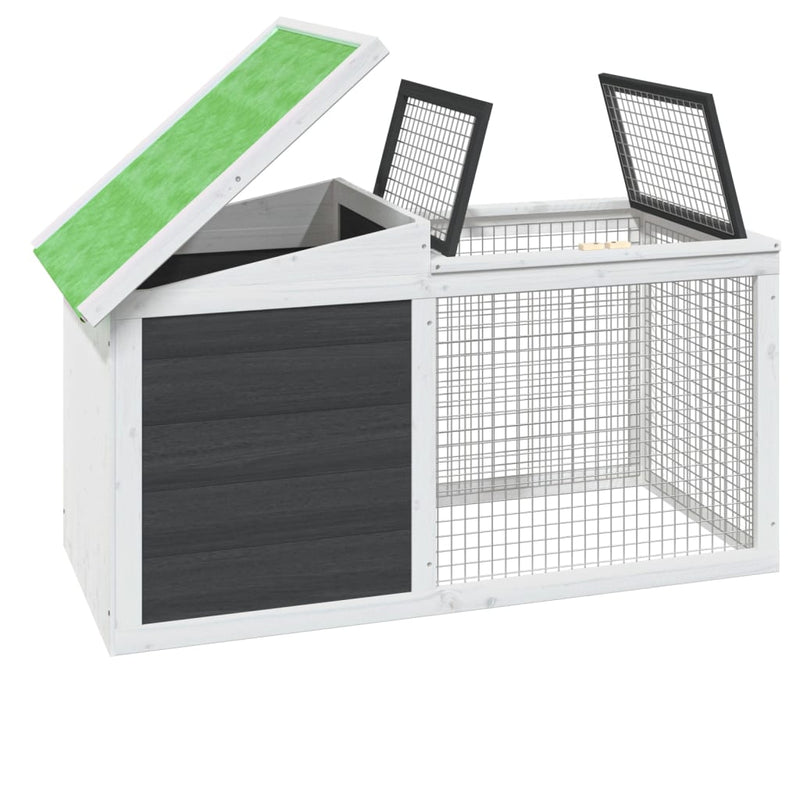 Rabbit Hutch Grey 100.5x54x55 cm Solid Wood Pine