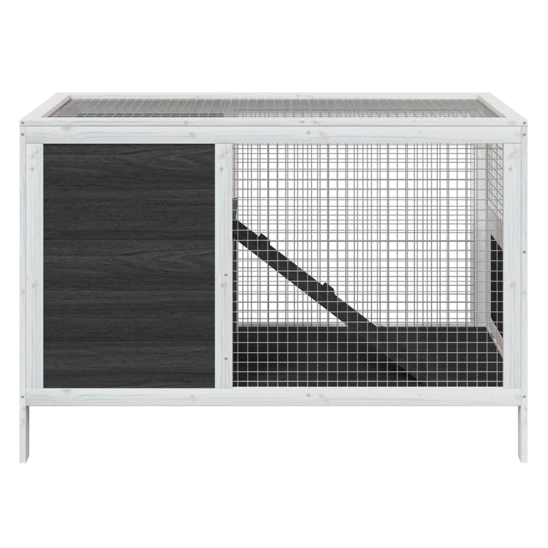 Rabbit Hutch Grey 103x44x69.5 cm Solid Wood Pine