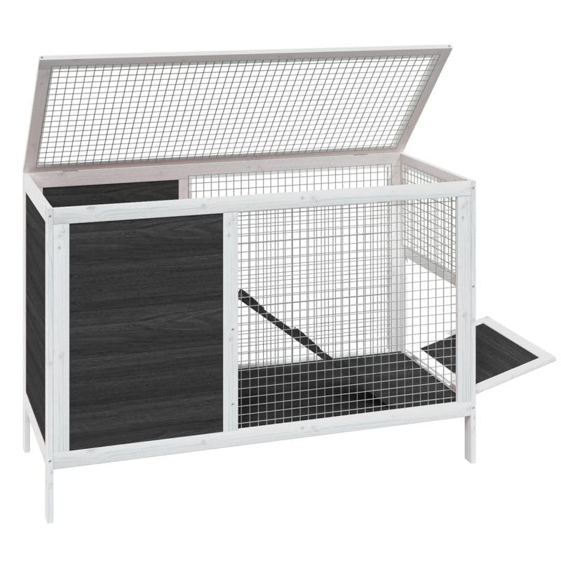 Rabbit Hutch Grey 103x44x69.5 cm Solid Wood Pine