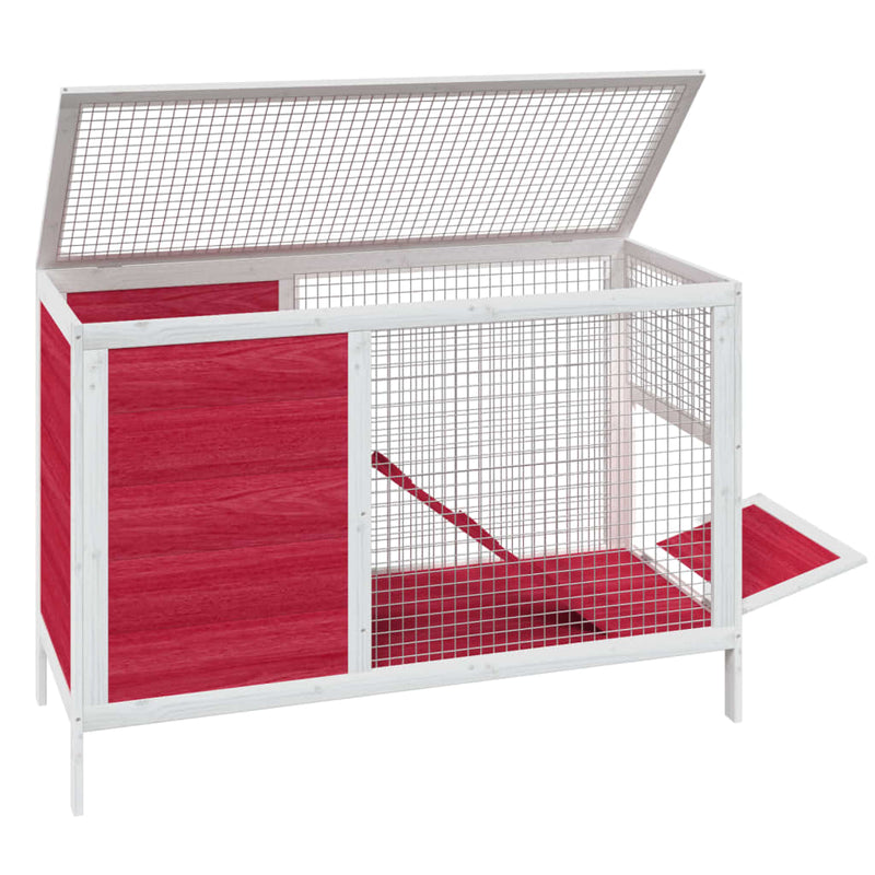 Rabbit Hutch Red 103x44x69.5 cm Solid Wood Pine