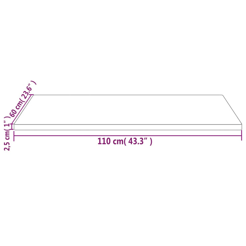 Table Top White 110x60x2.5 cm Solid Wood Pine Rectangular