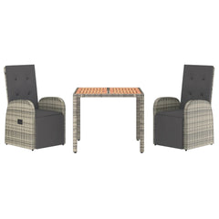 Garden Dining Set Grey Poly Rattan&Solid Wood Acacia 90 x 90 x 75 cm 3