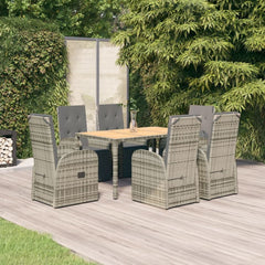 Garden Dining Set Grey Poly Rattan&Solid Wood Acacia 150 x 90 x 75 cm 7