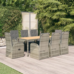 Garden Dining Set Grey Poly Rattan&Solid Wood Acacia 190 x 90 x 75 cm 9