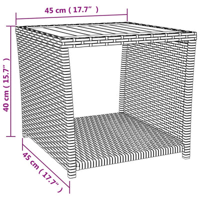 Conjunto de salón de jardín de 3 piezas de ratán sintético gris y madera maciza de acacia