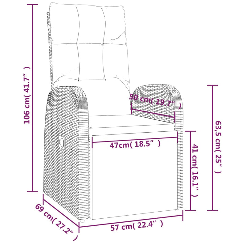 3 Piece Garden Lounge Set Black Poly Rattan&Steel