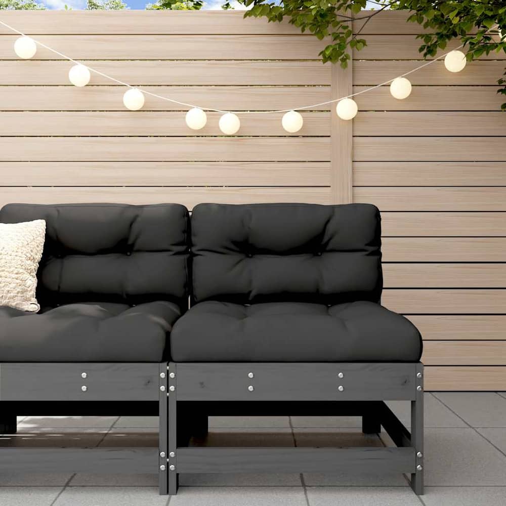 Cushions Grey Solid Wood Pine Grey Pine Middle sofa