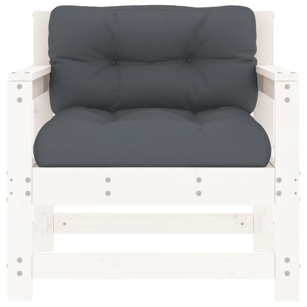 vidaXL Garden Chairs with Cushions 2 pcs White Solid Wood Pine 4