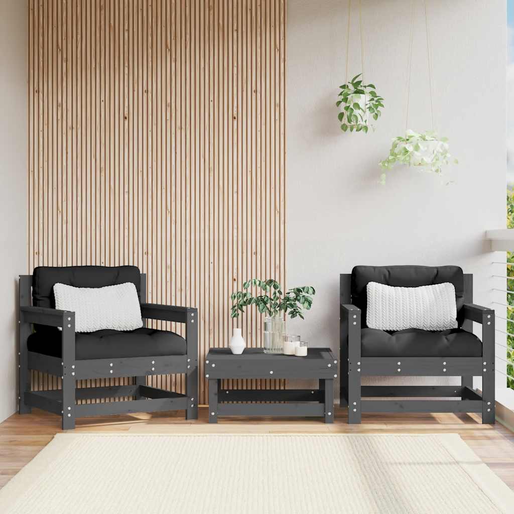 Cushions Grey Solid Wood Pine Grey Pine Armchair