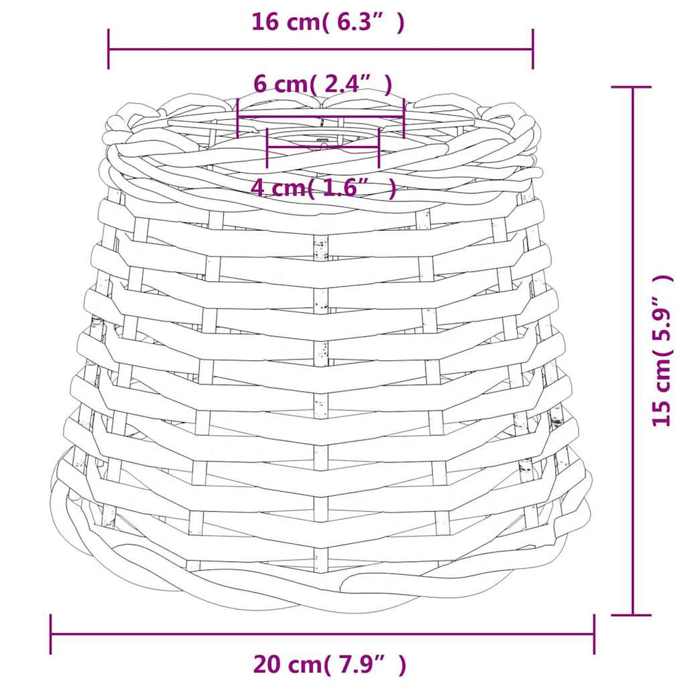 vidaXL Ceiling Lamp Shade Brown Ø20x15 cm Wicker 5