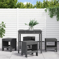 5 Piece Garden Dining Set Solid Wood Pine Grey pine