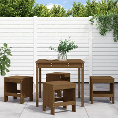 5 Piece Garden Dining Set Solid Wood Pine Honey brown pine