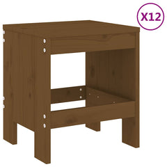 13 Piece Garden Dining Set Solid Wood Pine Honey brown pine