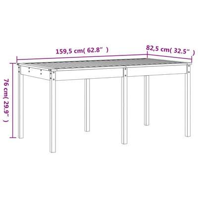 Juego de comedor de jardín de 13 piezas de madera maciza de pino negro