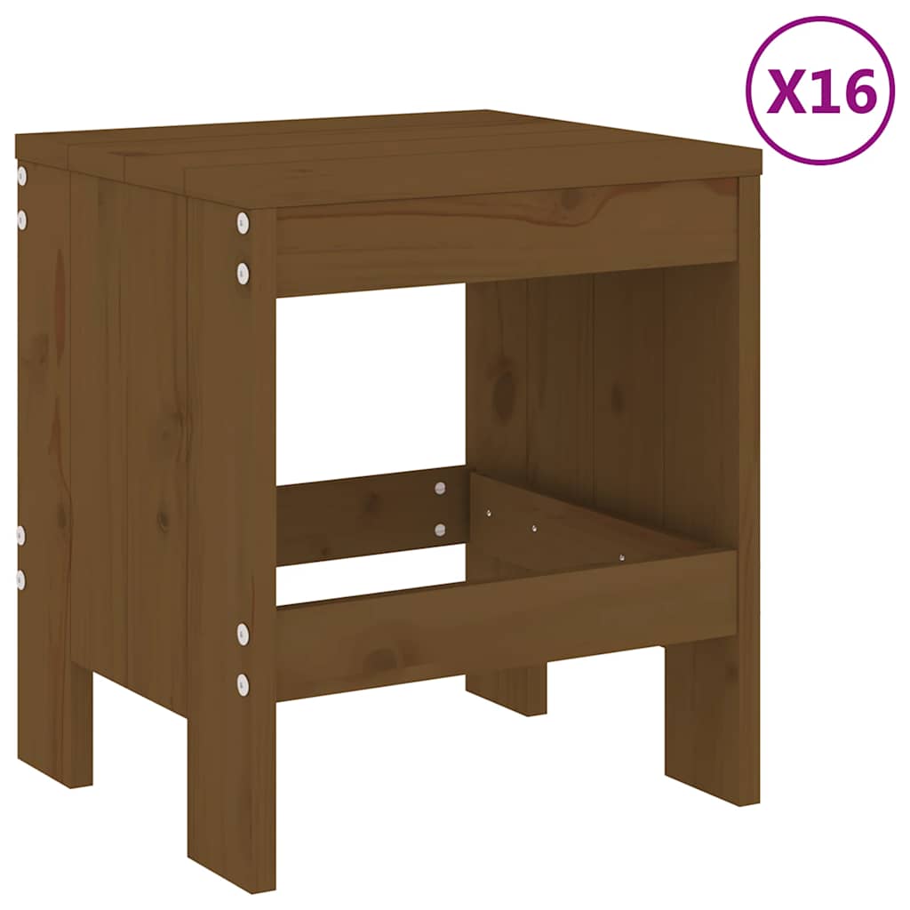 17 Piece Garden Dining Set Solid Wood Pine Honey brown pine