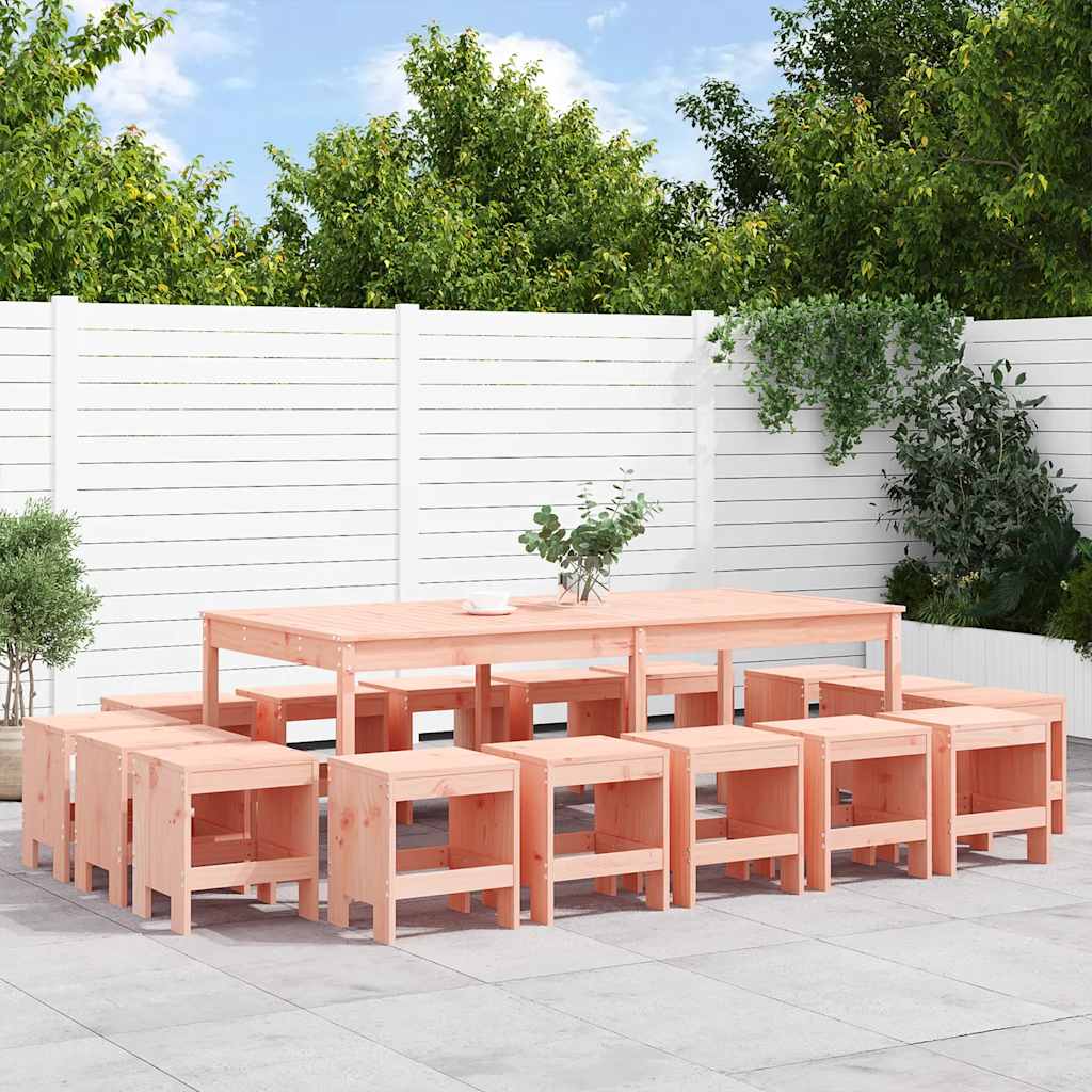 17 Piece Garden Dining Set Solid Wood Pine Natural douglas