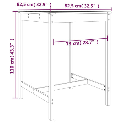 3 Piece Garden Bar Set Black Solid Wood Pine