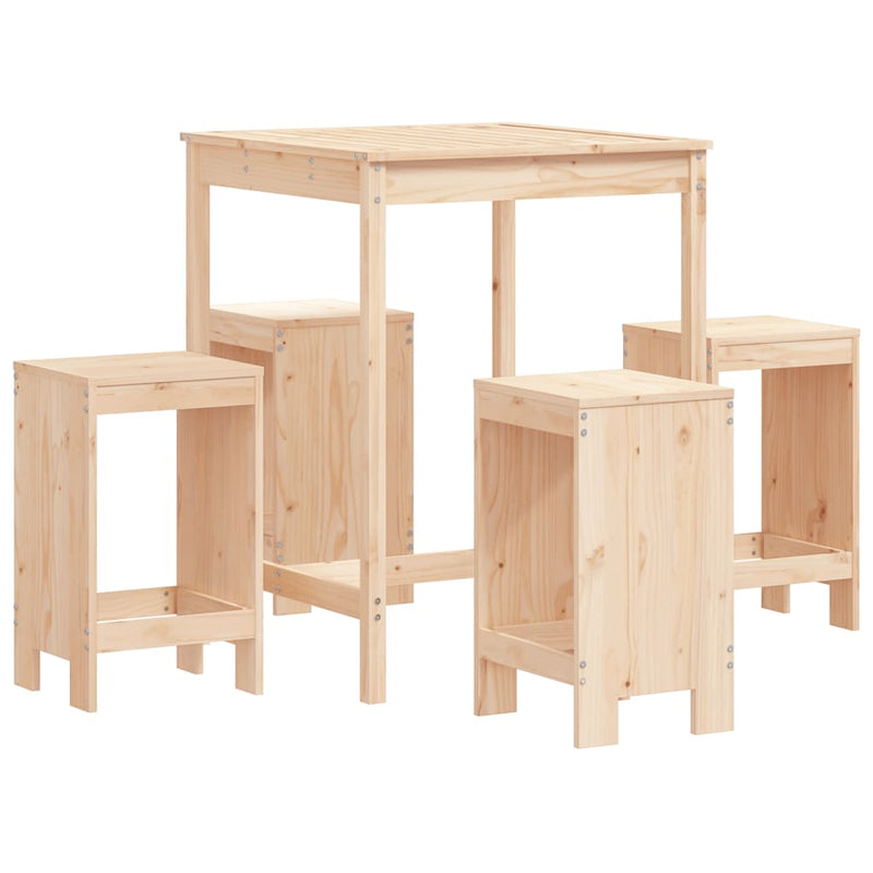 5 Piece Garden Bar Set Solid Wood Pine