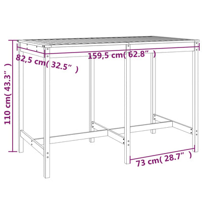 7 Piece Garden Bar Set Solid Wood Douglas