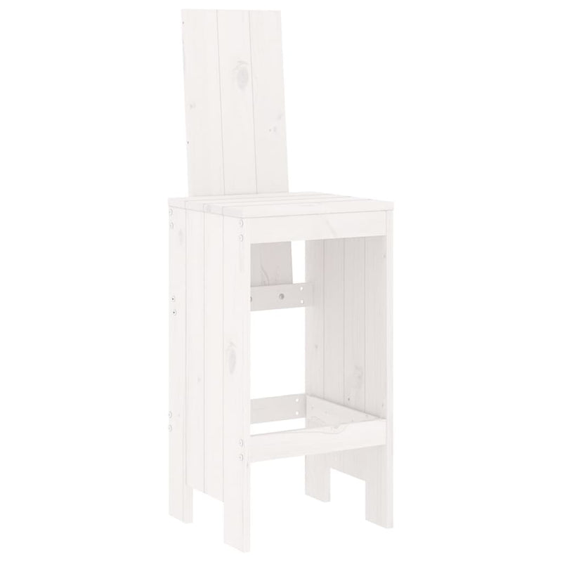 3 Piece Garden Bar Set White Solid Wood Pine