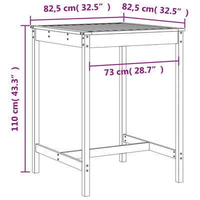 3 Piece Garden Bar Set White Solid Wood Pine