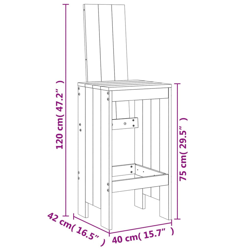 5 Piece Garden Bar Set White Solid Wood Pine