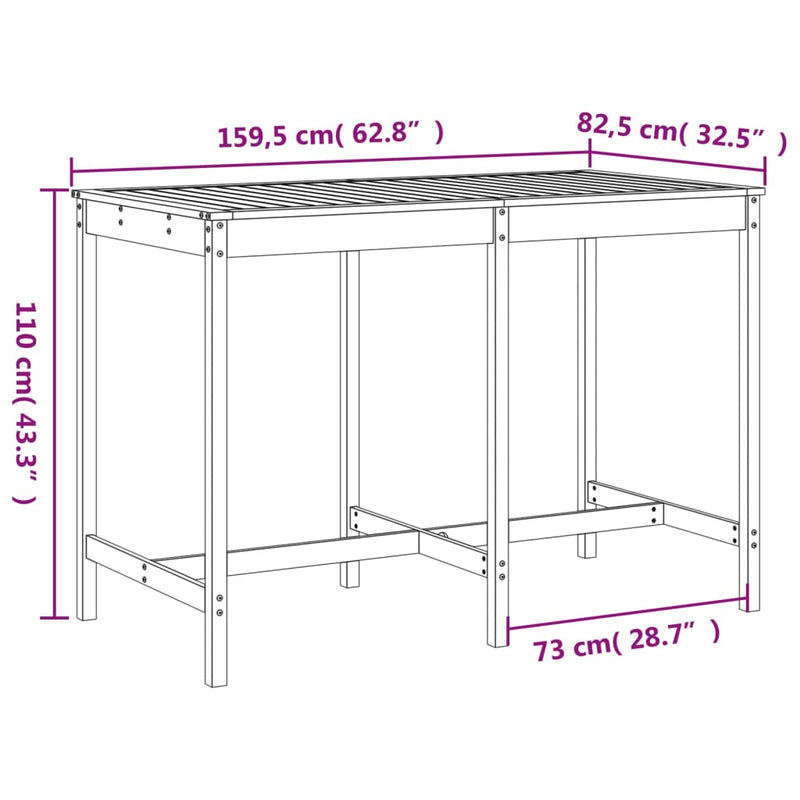 7 Piece Garden Bar Set Solid Wood Pine