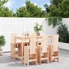7 Piece Garden Bar Set Solid Wood Pine Natural pine