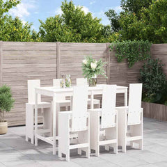 7 Piece Garden Bar Set Solid Wood Pine White pine
