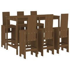 7 Piece Garden Bar Set Solid Wood Pine Honey brown pine