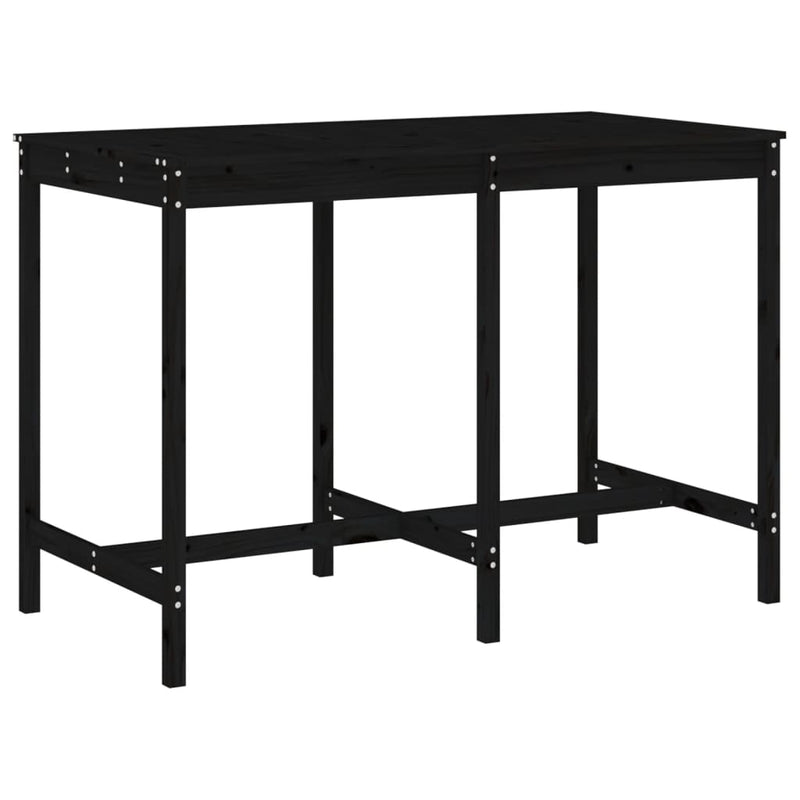 7 Piece Garden Bar Set Black Solid Wood Pine