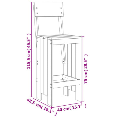 3 Piece Garden Bar Set Solid Wood Pine