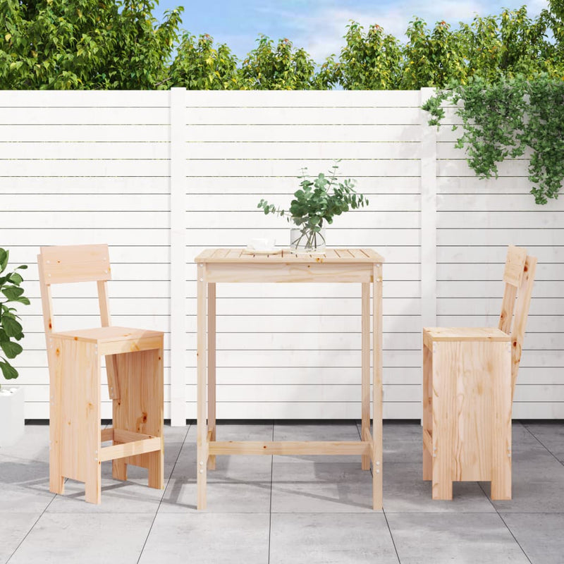 3 Piece Garden Bar Set Solid Wood Pine