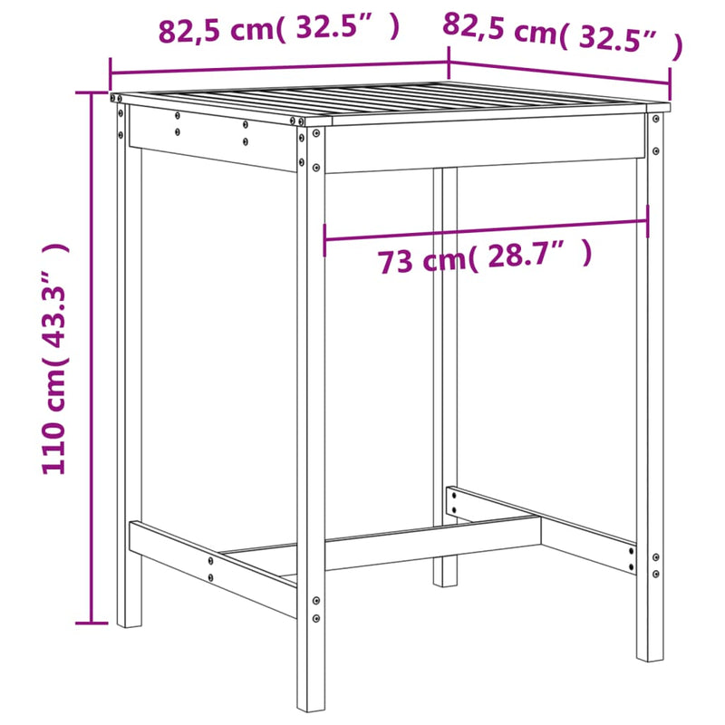 3 Piece Garden Bar Set Grey Solid Wood Pine