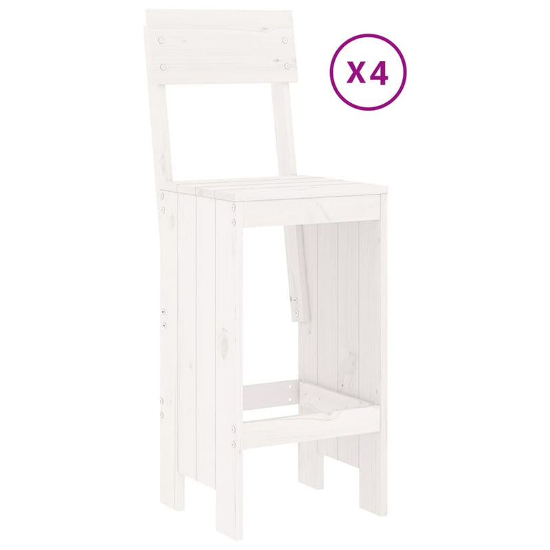 5 Piece Garden Bar Set White Solid Wood Pine