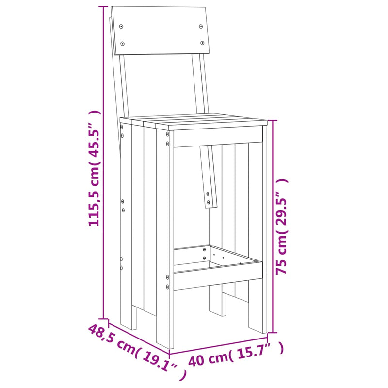 5 Piece Garden Bar Set White Solid Wood Pine