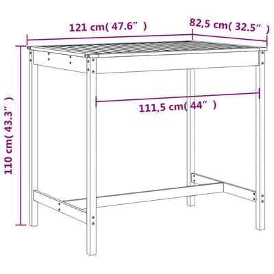 5 Piece Garden Bar Set Black Solid Wood Pine