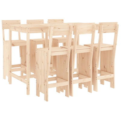 7 Piece Garden Bar Set Solid Wood Pine