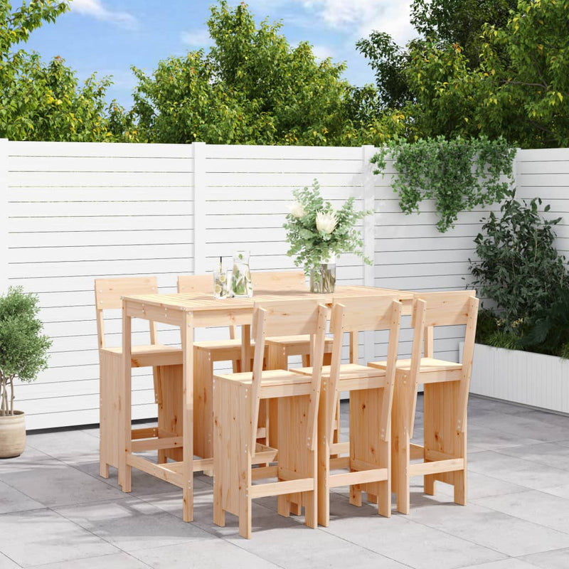 7 Piece Garden Bar Set Solid Wood Pine