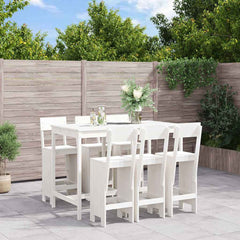 7 Piece Garden Bar Set Solid Wood Pine White pine