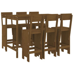 7 Piece Garden Bar Set Solid Wood Pine Honey brown pine