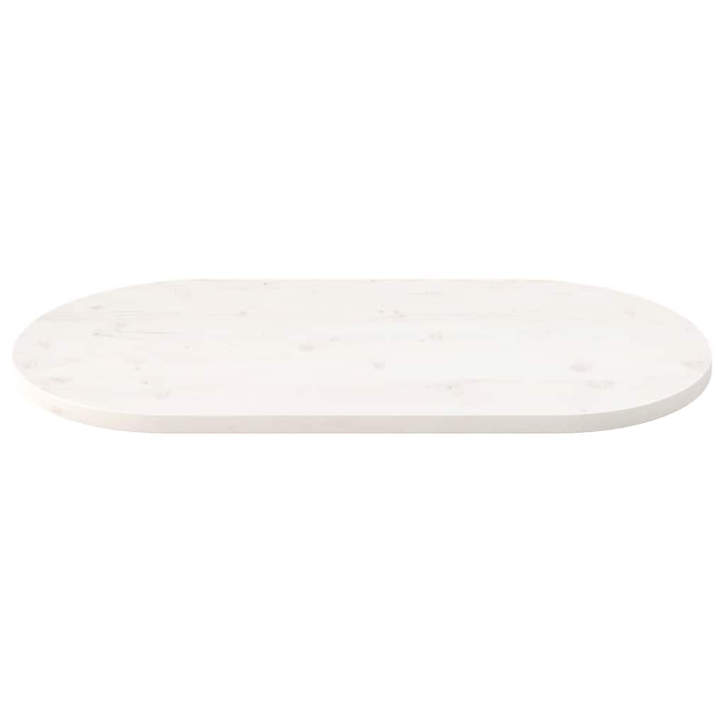 vidaXL Table Top White 90x45x2.5 cm Solid Wood Pine Oval 3