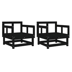 vidaXL Garden Chairs 2 pcs Black Solid Wood Pine 2