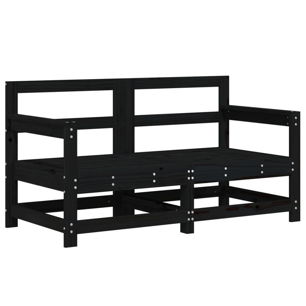 vidaXL Garden Corner Sofas 2 pcs Black Solid Wood Pine 2