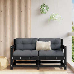 vidaXL Garden Corner Sofas 2 pcs Black Solid Wood Pine 1