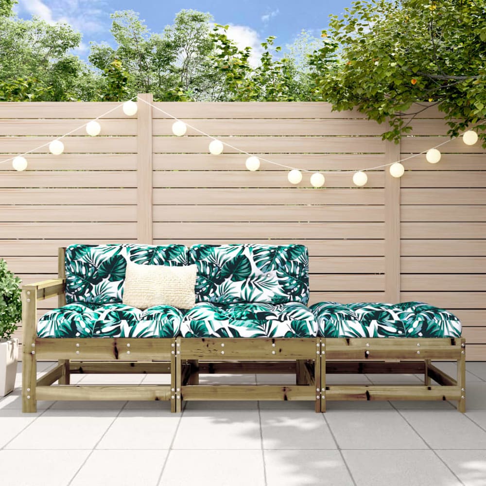 3 Piece Garden Lounge Set Impregnated Wood Pine Impregnated Pinewood 2-seater sofa with footstool