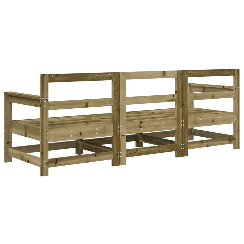 3 Piece Garden Lounge Set Impregnated Wood Pine Impregnated Pinewood 3-seater sofa