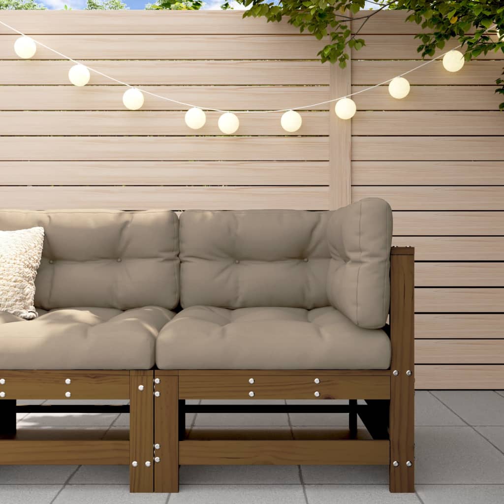 Garden Solid Wood Pine Corner Sofa Honey brown pine