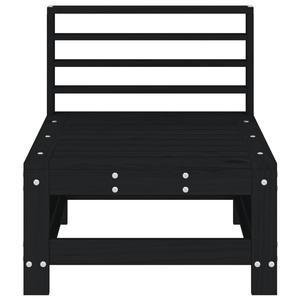 vidaXL Garden Middle Sofa Black Solid Wood Pine 3